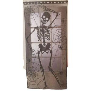 MAKER'S HALLOWEEN SKELETON Black Lace WINDOW/DOOR PANEL 36" x 80"